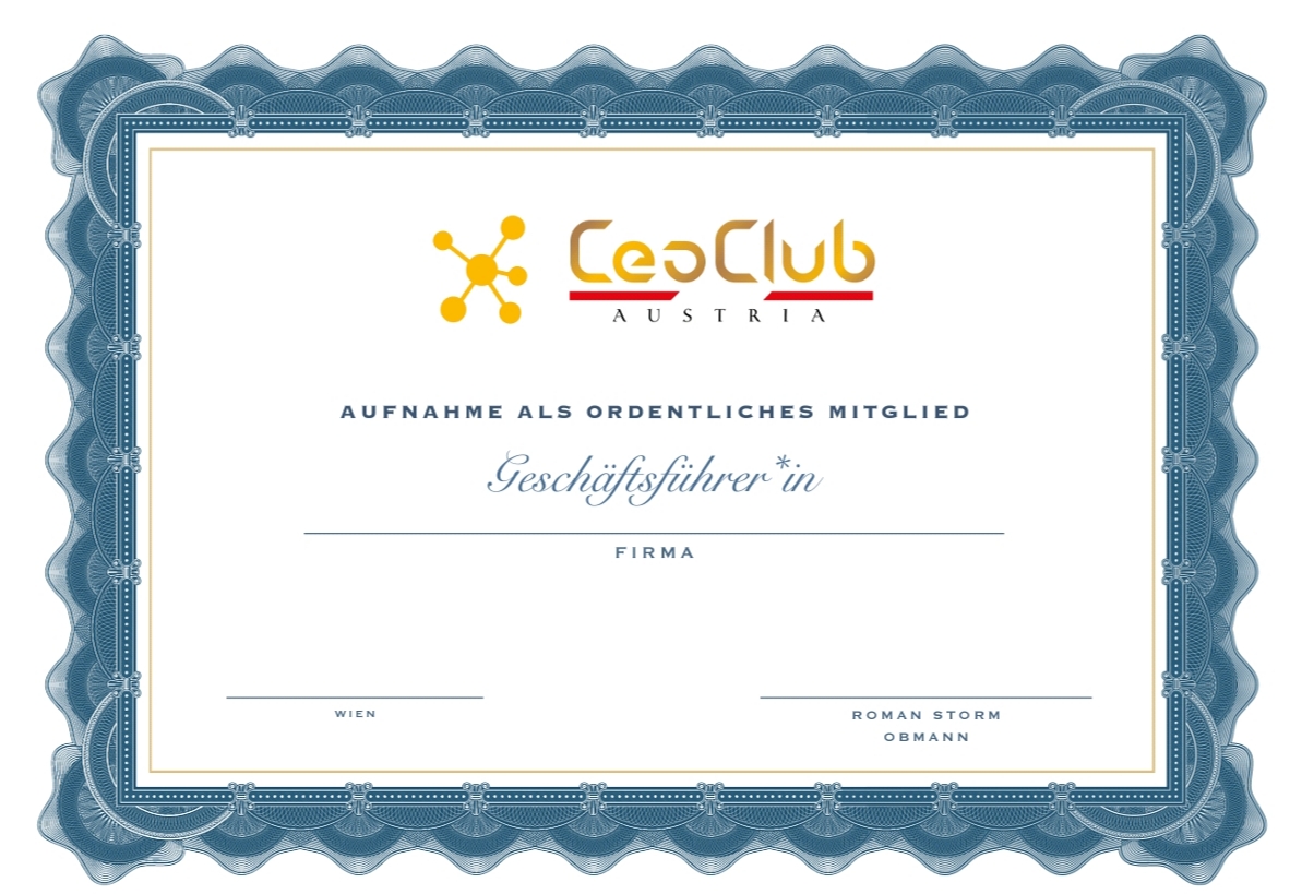 CEO Club AUSTRIA Certificate